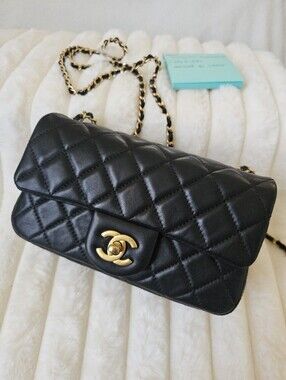 Genuine Leather Lambskin Mini Flap Handbag Pearl Crush